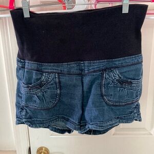 Blue denim with stretchy waistband shorts